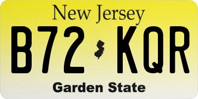 NJ license plate B72KQR