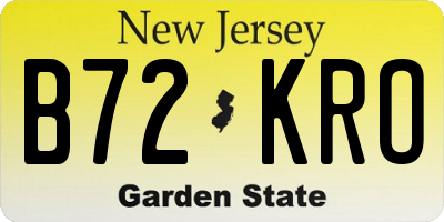 NJ license plate B72KRO
