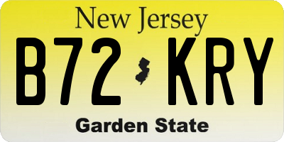 NJ license plate B72KRY