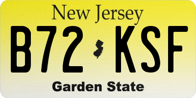 NJ license plate B72KSF