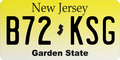NJ license plate B72KSG