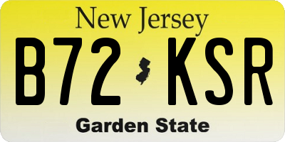 NJ license plate B72KSR