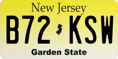 NJ license plate B72KSW