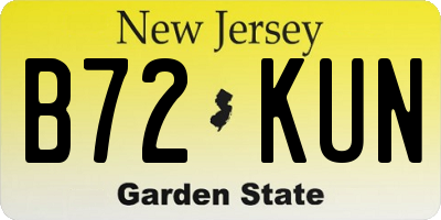 NJ license plate B72KUN