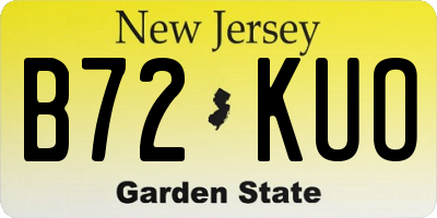 NJ license plate B72KUO