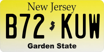 NJ license plate B72KUW