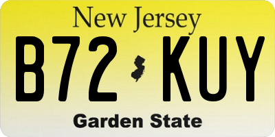 NJ license plate B72KUY