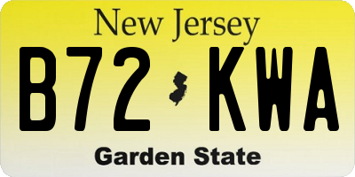 NJ license plate B72KWA