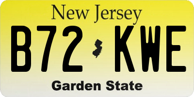 NJ license plate B72KWE