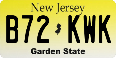 NJ license plate B72KWK