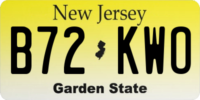 NJ license plate B72KWO