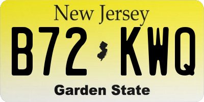NJ license plate B72KWQ
