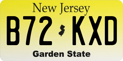 NJ license plate B72KXD