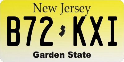 NJ license plate B72KXI