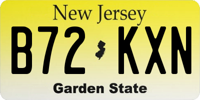 NJ license plate B72KXN