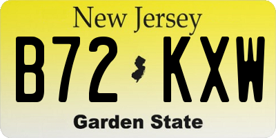 NJ license plate B72KXW