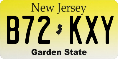 NJ license plate B72KXY