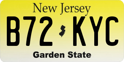 NJ license plate B72KYC