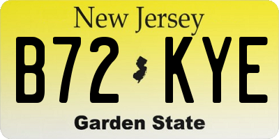 NJ license plate B72KYE