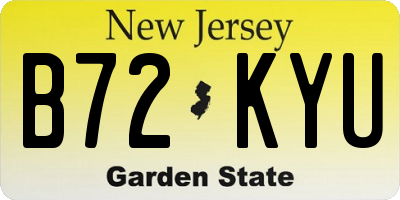 NJ license plate B72KYU