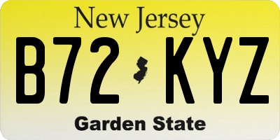 NJ license plate B72KYZ