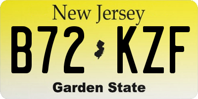 NJ license plate B72KZF