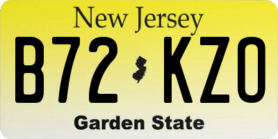 NJ license plate B72KZO