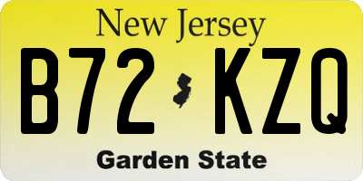 NJ license plate B72KZQ