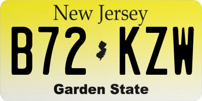 NJ license plate B72KZW