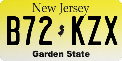 NJ license plate B72KZX
