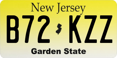 NJ license plate B72KZZ