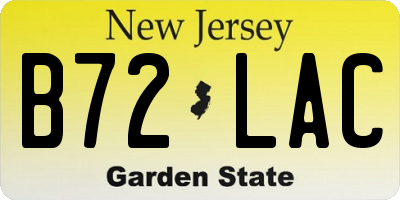 NJ license plate B72LAC