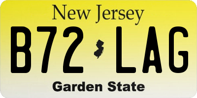 NJ license plate B72LAG