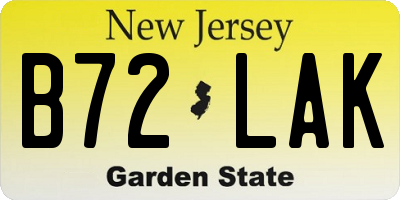 NJ license plate B72LAK