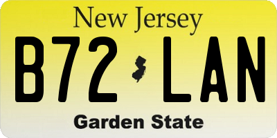 NJ license plate B72LAN