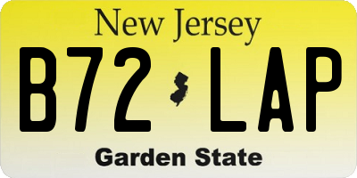 NJ license plate B72LAP