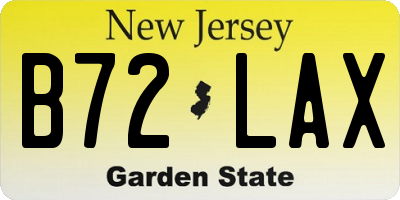 NJ license plate B72LAX