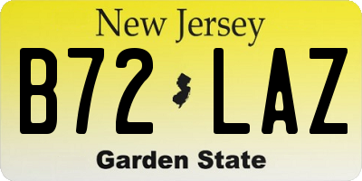 NJ license plate B72LAZ