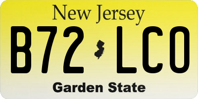 NJ license plate B72LCO