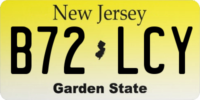 NJ license plate B72LCY