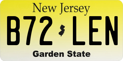 NJ license plate B72LEN