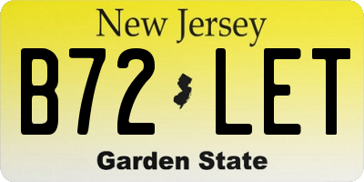NJ license plate B72LET