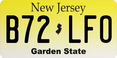NJ license plate B72LFO
