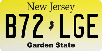 NJ license plate B72LGE