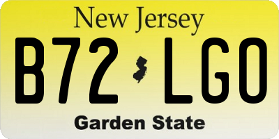 NJ license plate B72LGO