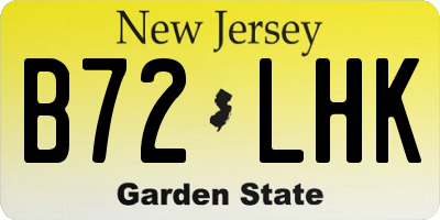 NJ license plate B72LHK