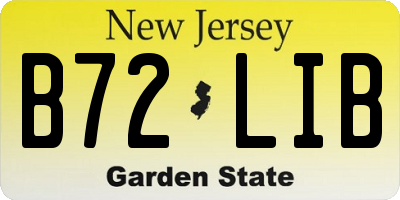 NJ license plate B72LIB