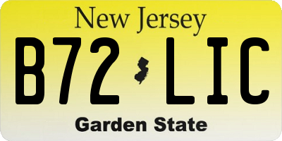 NJ license plate B72LIC