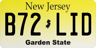 NJ license plate B72LID