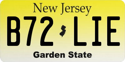 NJ license plate B72LIE